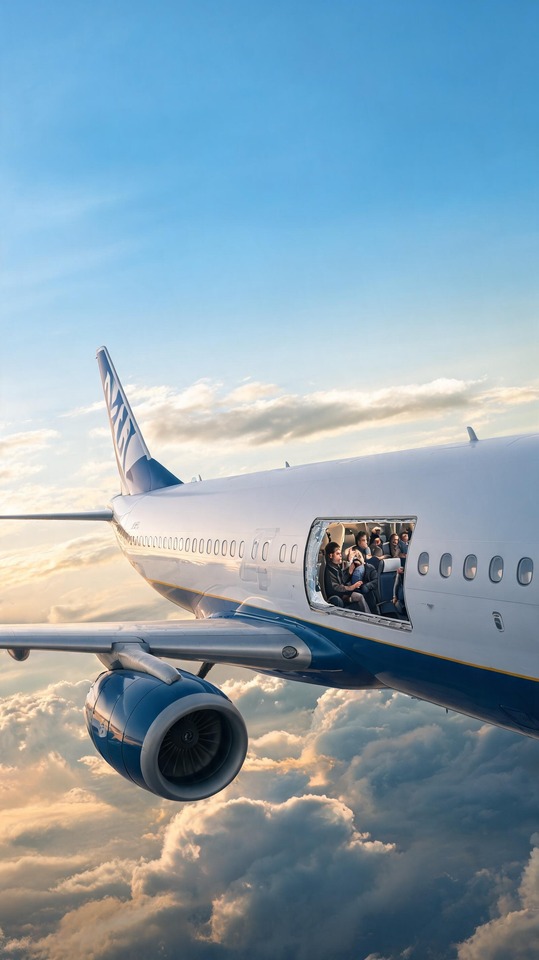 Ryanair Flugzeug Fenster Notfall - 4K Hintergrund
