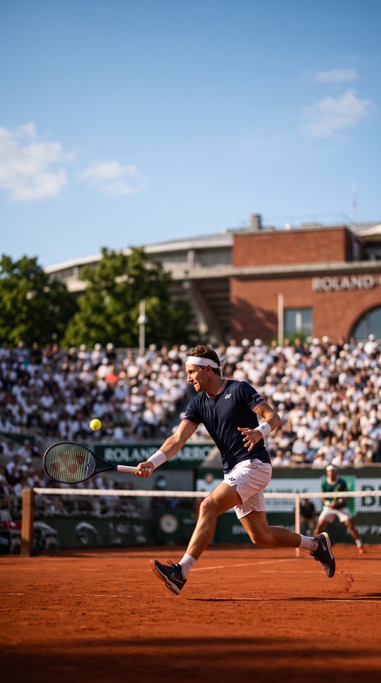 French Open Casper Ruud Tennis Action - 4K Wallpaper