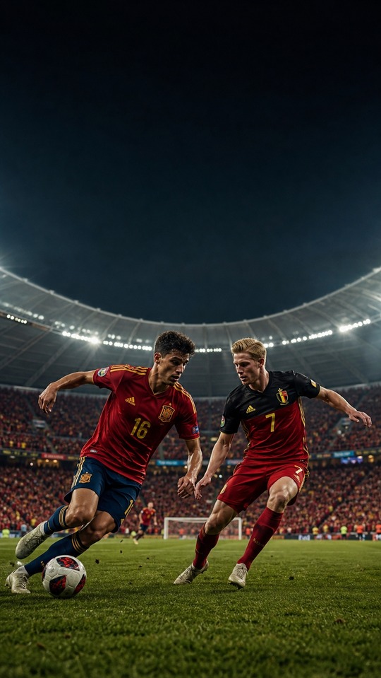 Spanien vs. Belgien Realistische Action - 4K Wallpaper