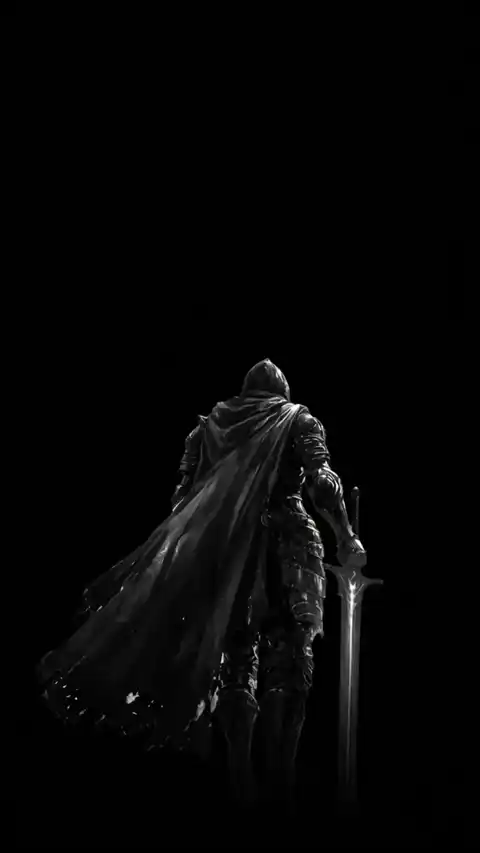 Dark Knight Warrior Monochrome - Live Wallpaper