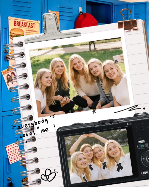 Y2K Aesthetic School Life Scrapbook Photo Collage