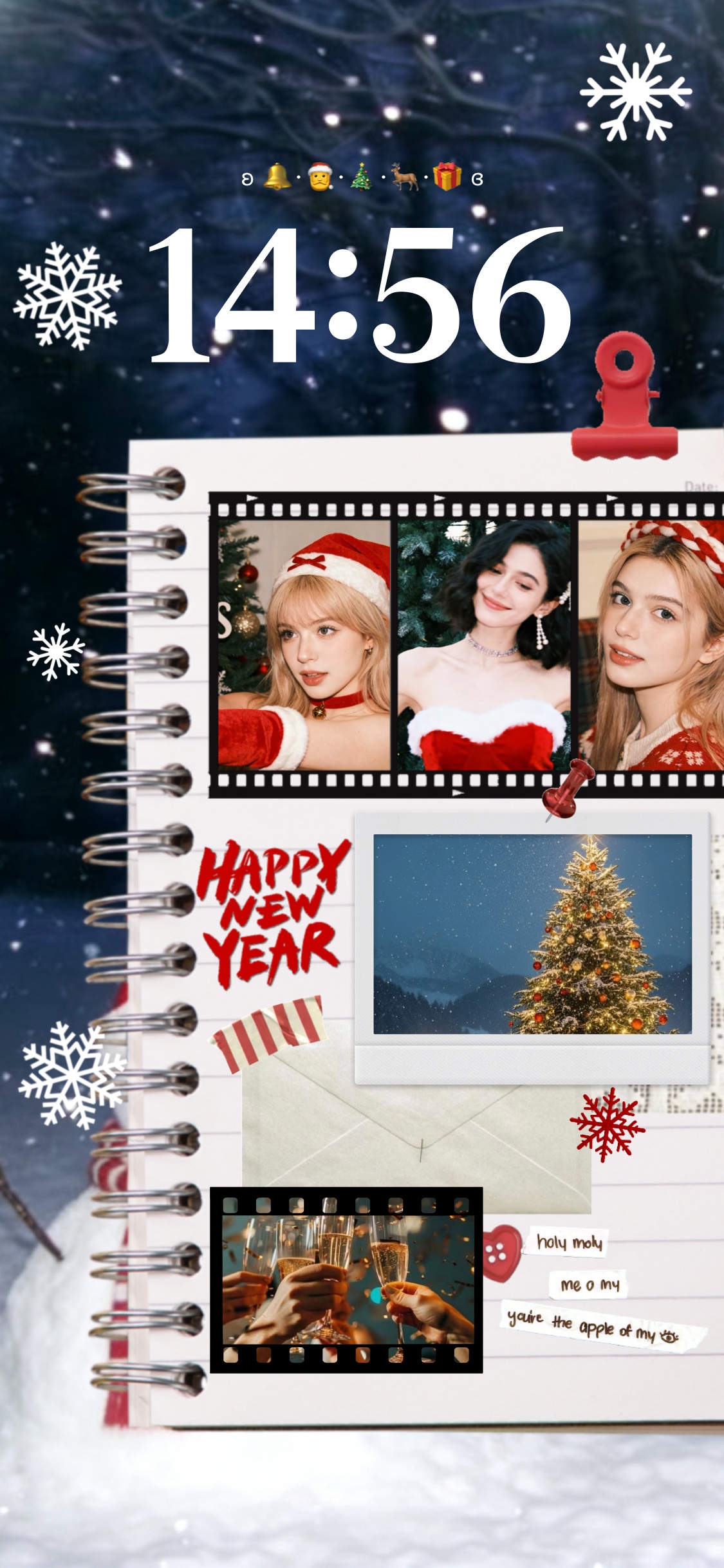 Festive Winter Scrapbook - DIY Lock Screen Template