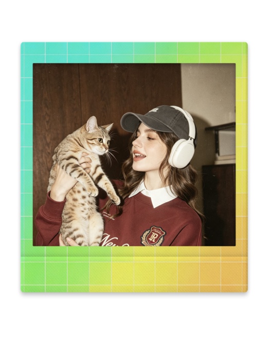Y2K Gradient Grid - Polaroid Frame