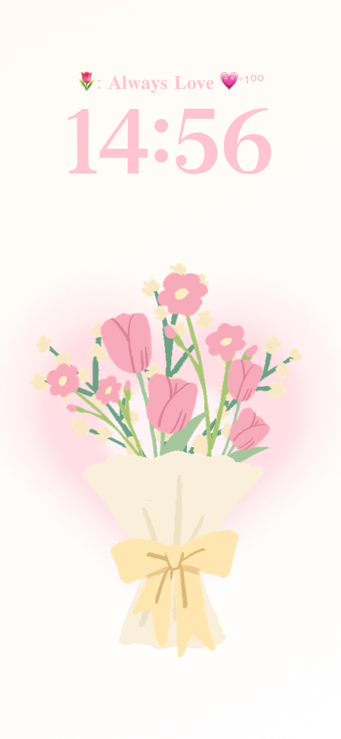 Spring Pink Tulip Aesthetic - Custom Lock Screen Template