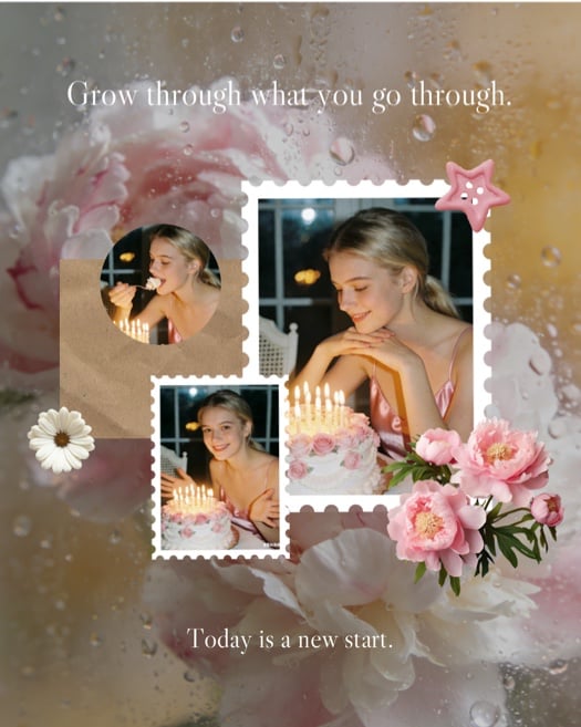 Aesthetic Floral Birthday Scrapbook Collage Template