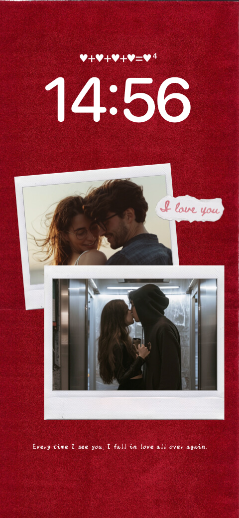 Valentine's Day Couple Polaroid - Custom Lock Screen Template