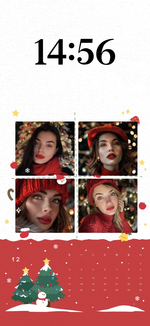 Collage Navideño - Plantilla de Fondo de Pantalla Personalizado