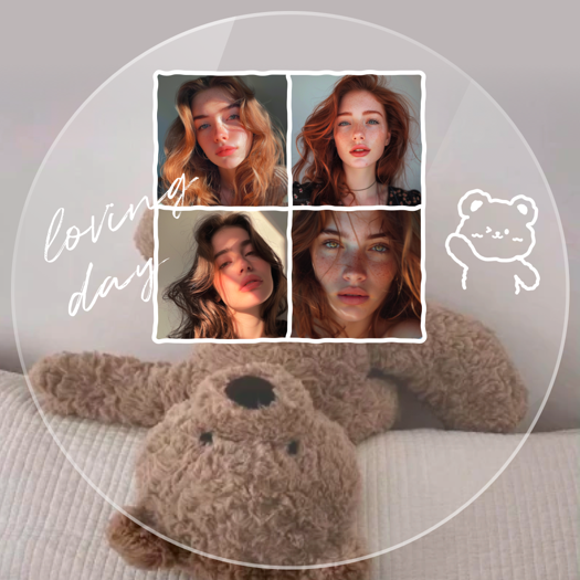 Aesthetic Loving Day - 4-Grid Photo Template