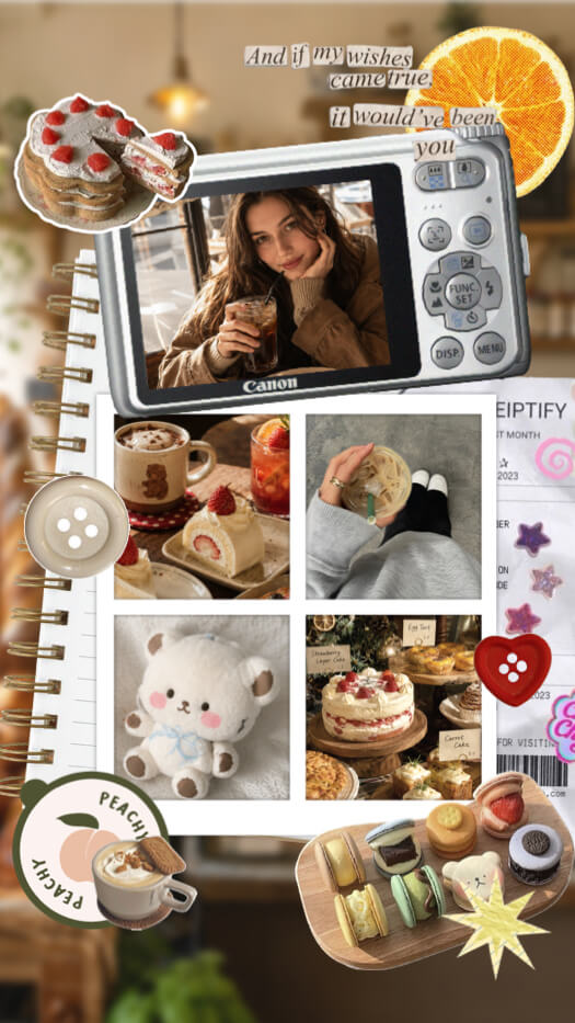 Aesthetic Cafe Scrapbook - Collage Template