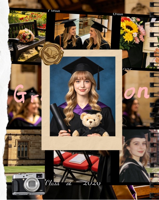 Vintage Graduation Scrapbook Photo Collage Template