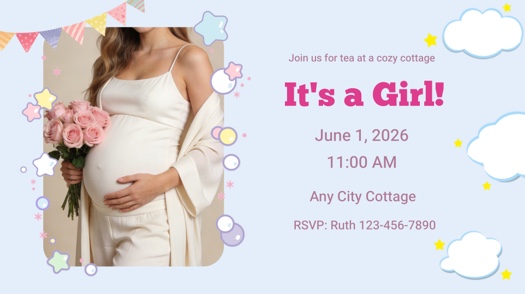 Pastel Babyparty - Collage Vorlage für Mädchen