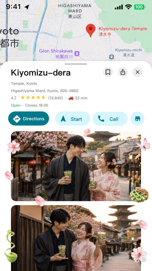 Japan Trip Map UI Collage
