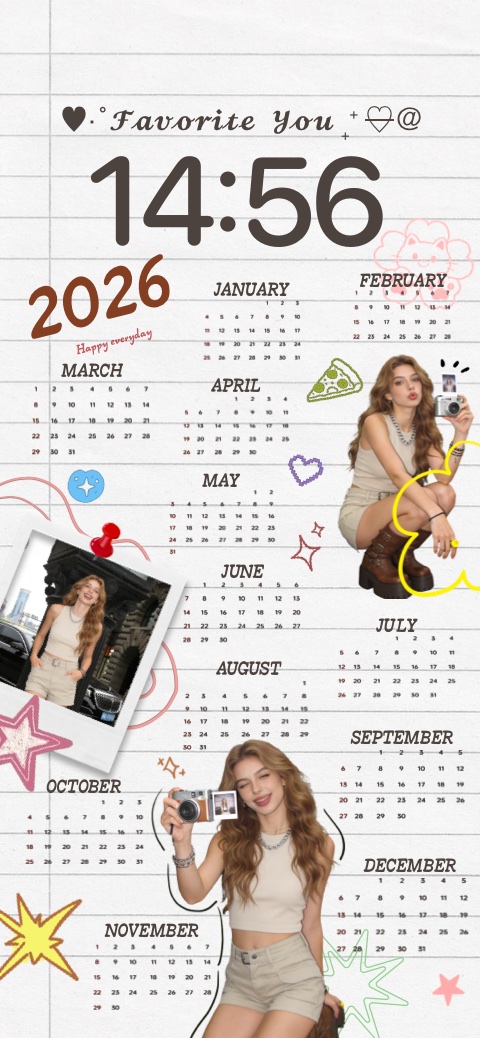 2026 Calendar Scrapbook - DIY Wallpaper Template
