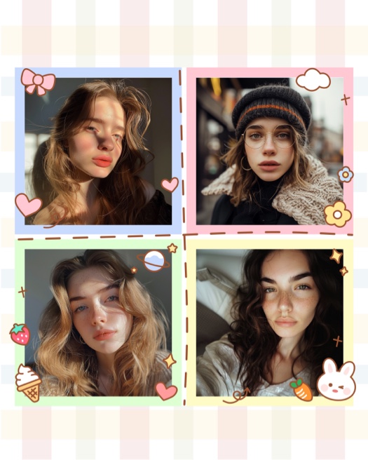 Kawaii Pastel - 4-Photo Grid Template