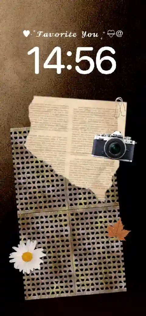 Vintage scrapbook wallpaper template with retro camera and customizable paper frame.