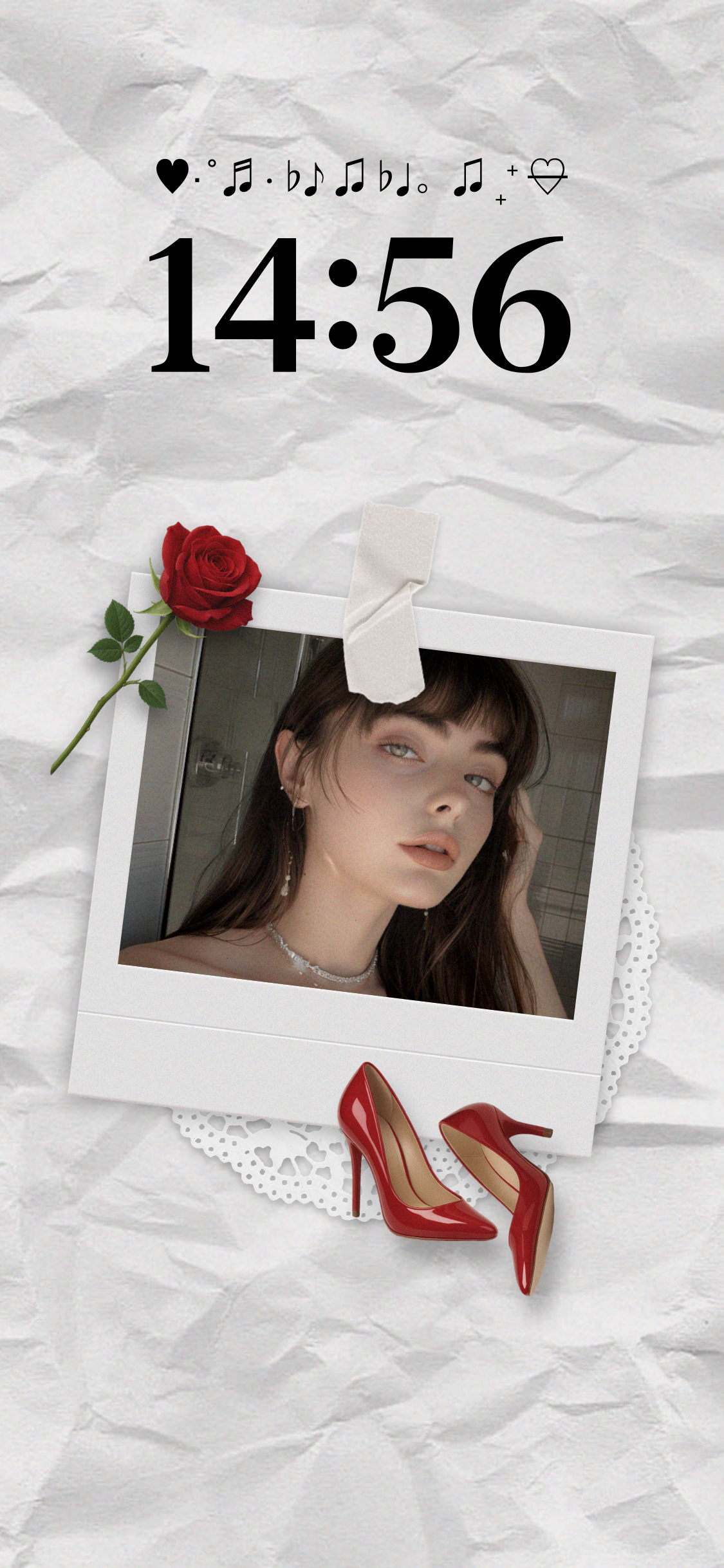 Rose & Polaroid - Modèle de Fond d'Écran DIY