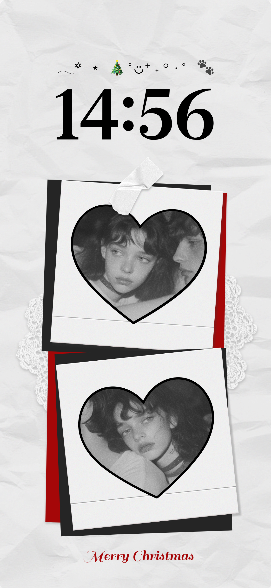Christmas Couple Heart - DIY Custom Lock Screen Template