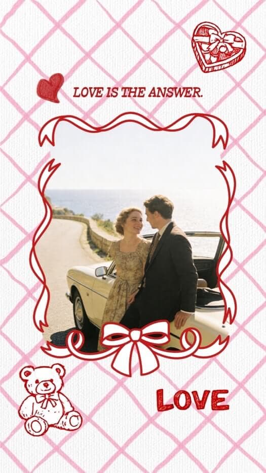 Retro Romantic Doodle - Photo Frame Template