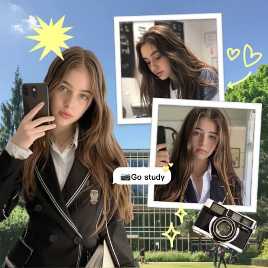 Preppy Campus Life - Moodboard Vorlage