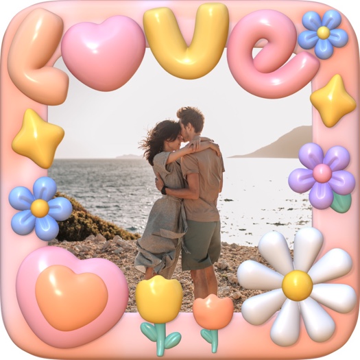 Y2K Aesthetic 3D Love - Photo Frame Template
