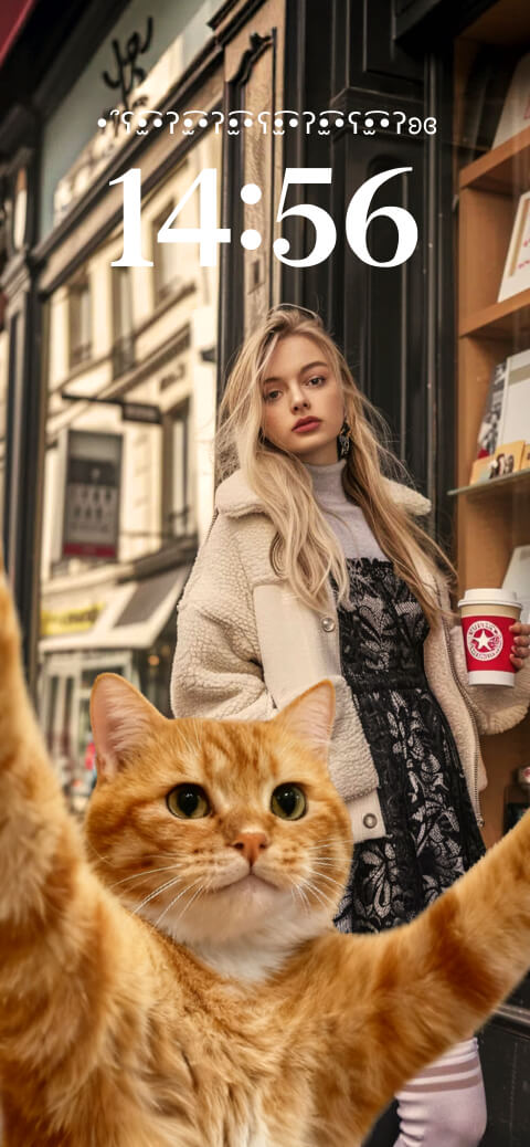 Selfie de Chat Roux - Modèle de Fond d'Écran DIY