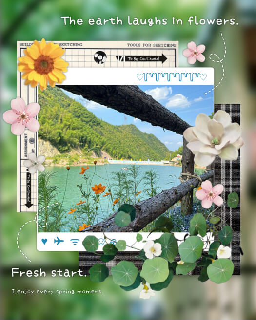 Floraler Frühling - Collage Vorlage