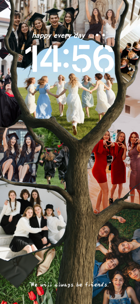 Graduation Memory Tree Collage - DIY Wallpaper Template