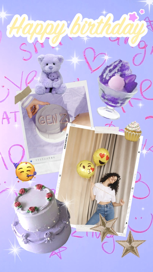 Y2K Purple Birthday - Scrapbook Collage Template