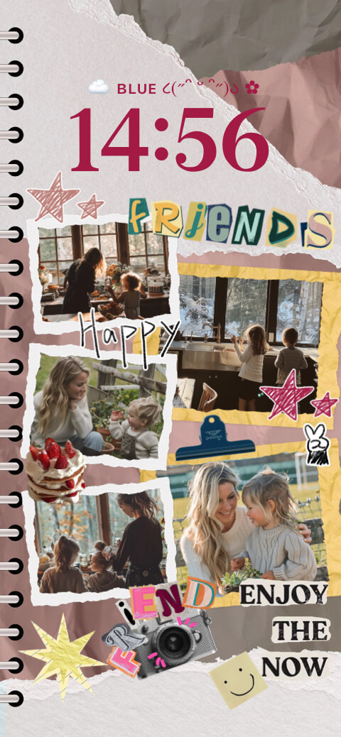 DIY Aesthetic Family Photo Collage Wallpaper Template