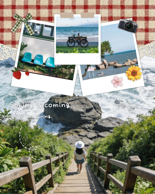 Rustikaler Frühlingsurlaub - Collage-Vorlage