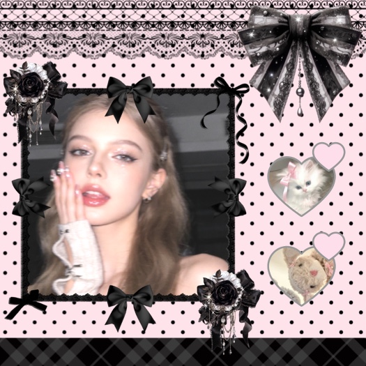 Pink & Black Coquette Lace Aesthetic Photo Collage