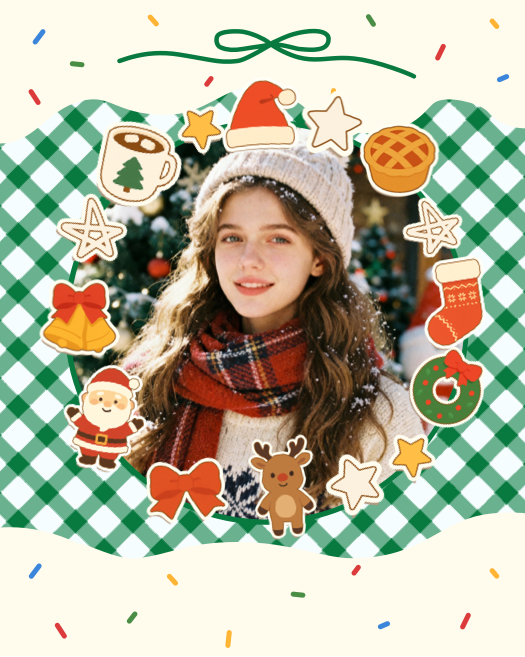 Festliche Weihnachten Gingham - Fotocollage