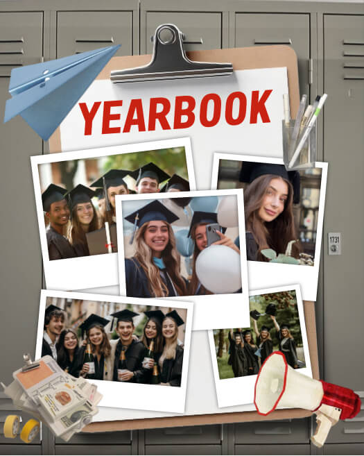 School Yearbook Graduation Scrapbook Collage Template