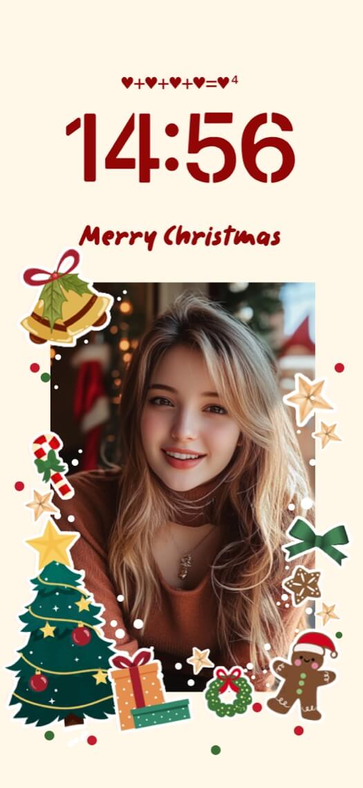 Navidad Estética Stickers - Plantilla de Pantalla de Bloqueo