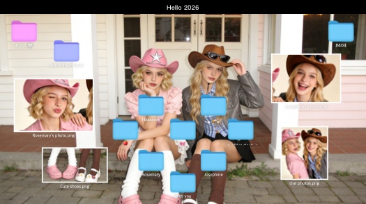 New Year 2026 Y2K Desktop Cowboy Collage Template