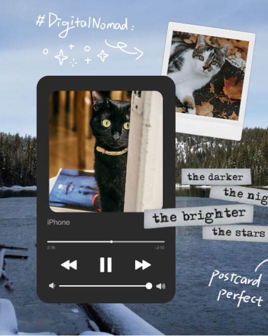Digital Nomad Aesthetic Music Player Collage Template