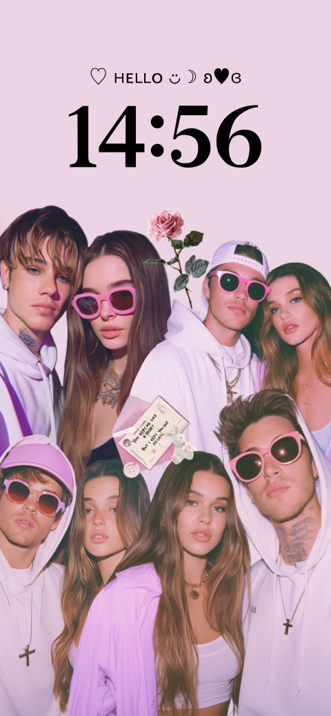 Best Friends Aesthetic Pink - Custom Lock Screen Template