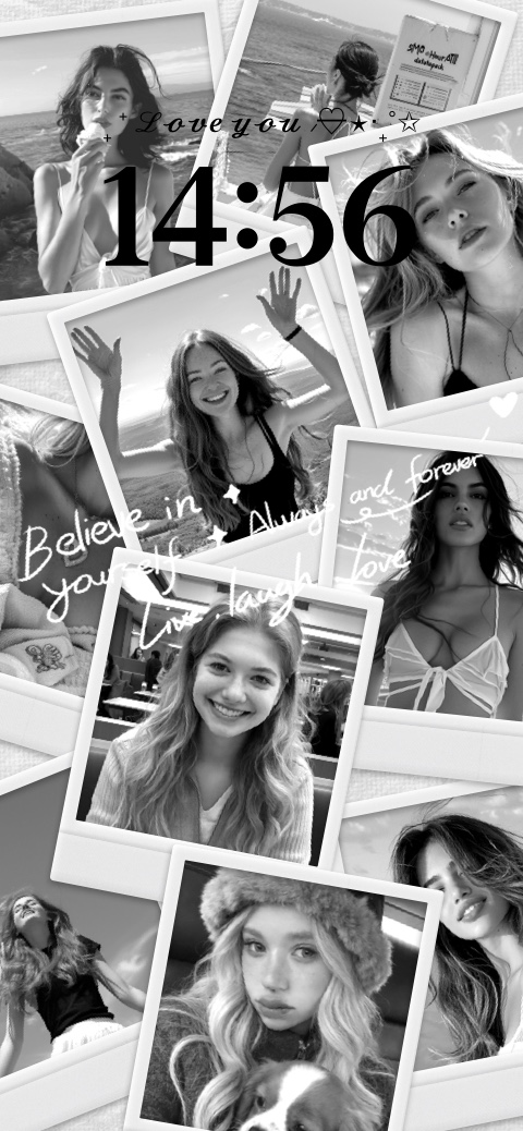 Collage Polaroid Noir et Blanc - Modèle de Fond d'Écran DIY