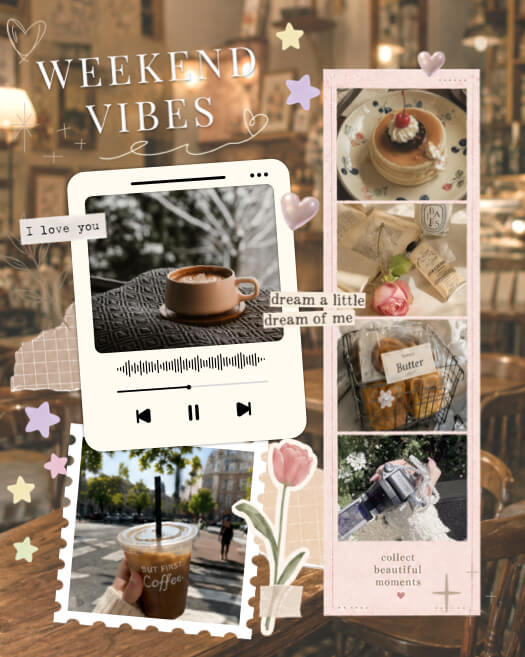 Vintage Cafe Weekend - Photo Grid Template