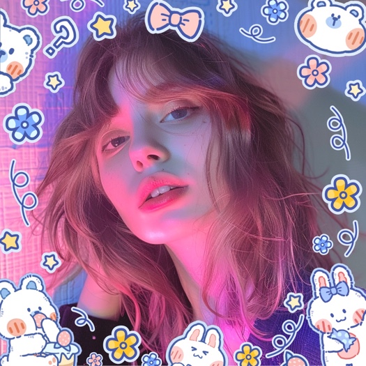 Estilo Doodle Kawaii - Plantilla de Foto Única