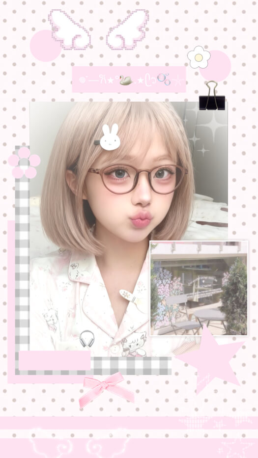 Soft Pink Kawaii Style - Scrapbook Photo Template