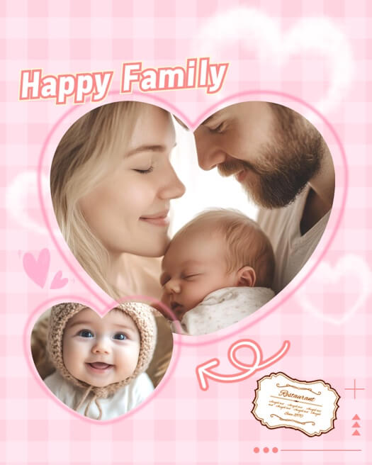 Cute Family Heart - Multi-photo Collage Template