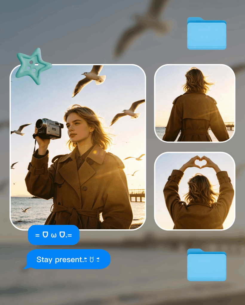 Aesthetic Desktop Style 3-Photo Collage Template