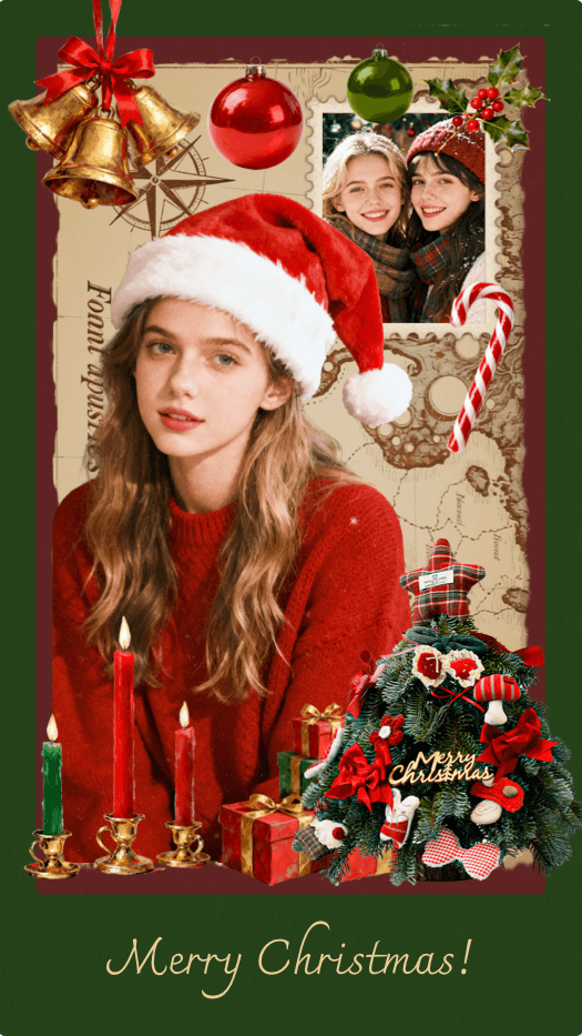 Vintage Weihnachten - Collage-Vorlage