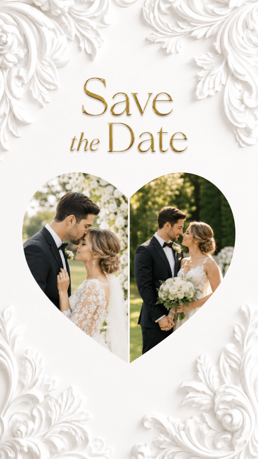 Elegant Wedding - Heart Photo Collage Template
