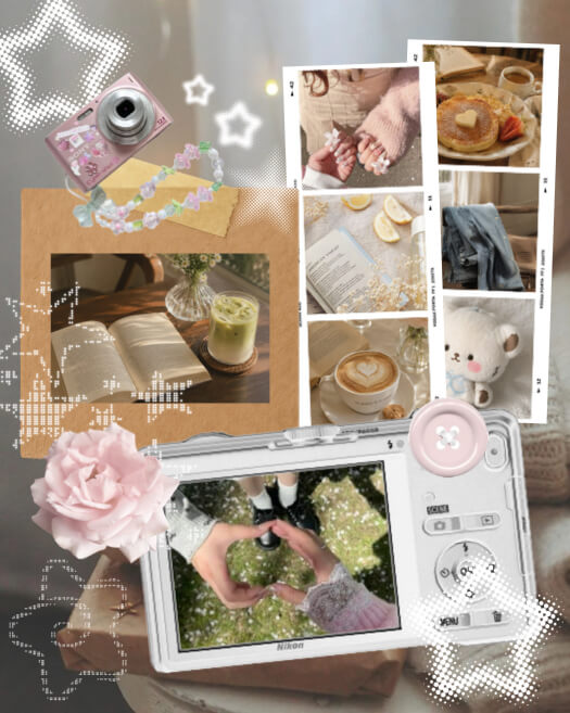 Aesthetic Y2K Scrapbook - Photo Grid Template