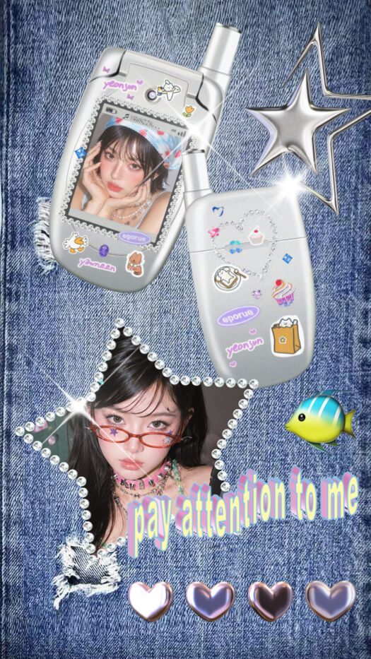 Cyber Y2K Retro Flip Phone - Photo Moodboard