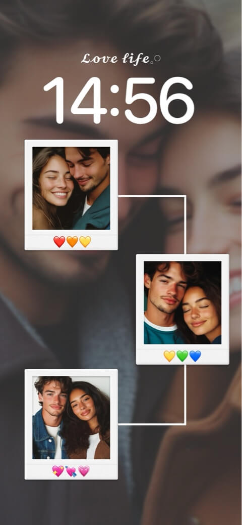 Couple Polaroid Esthétique - Modèle de Fond d'Écran Personnalisé