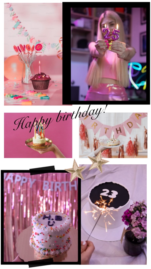 Aesthetic Pink Birthday - Photo Collage Template