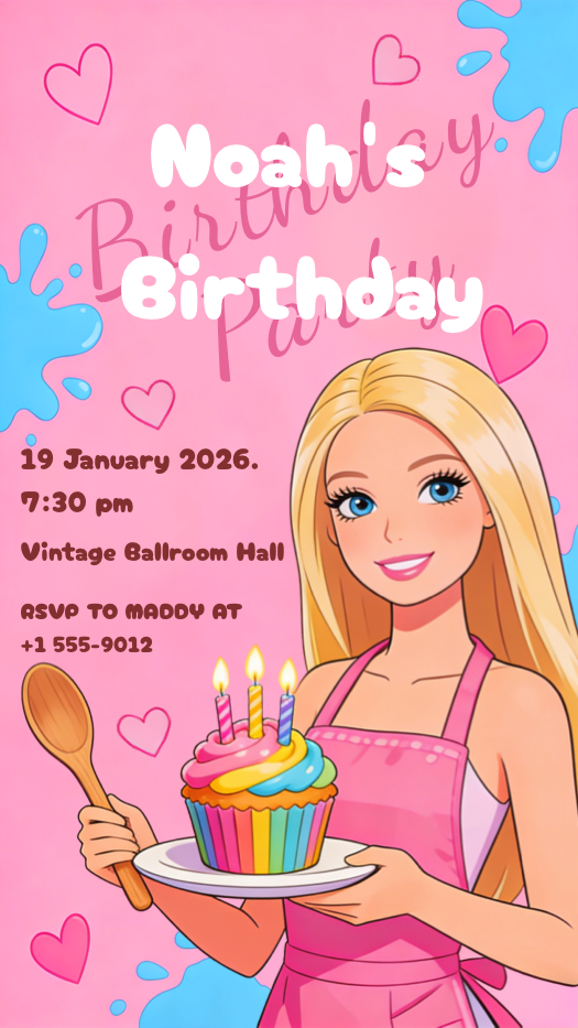 Cumpleaños Estilo Barbie - Plantilla de Invitación